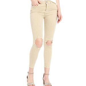 Free People Busted knee high waisted tan jeans